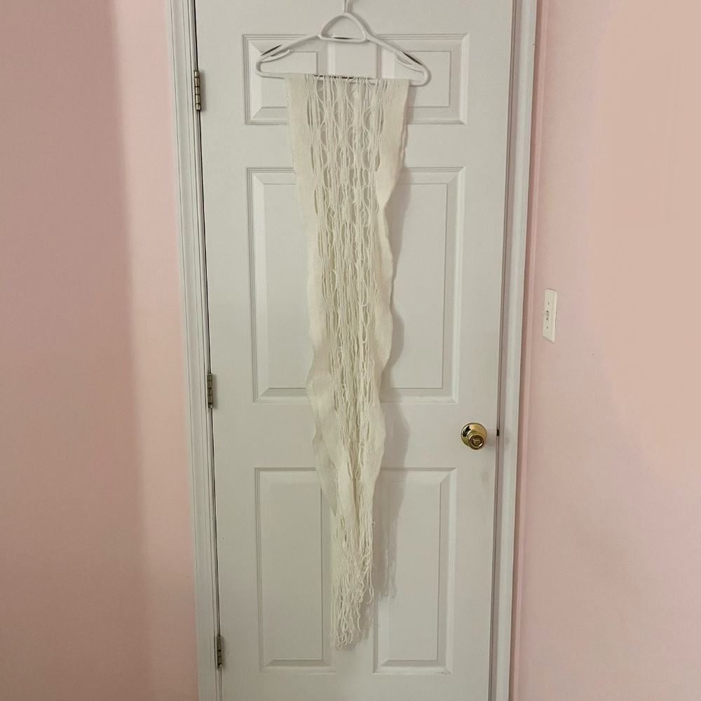 Sparkly White Openwork Mesh Scarf